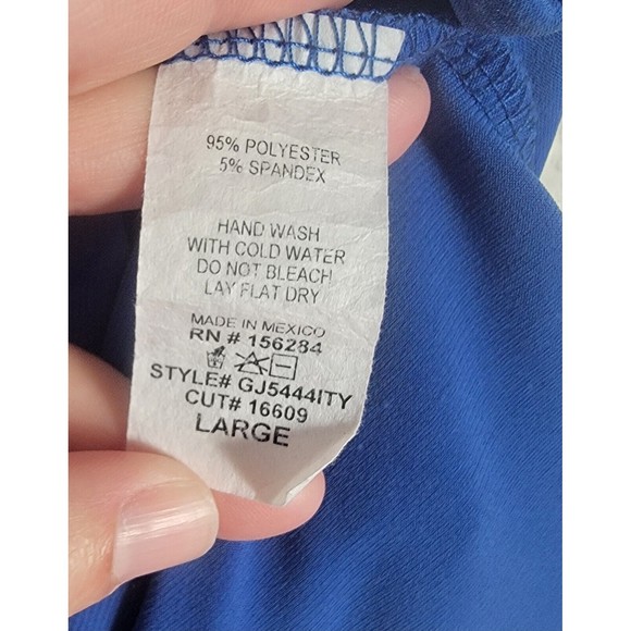 Women's L Gyft Deep Sea Blue Keyhole Sleeveless Blouse - Picture 4 of 8